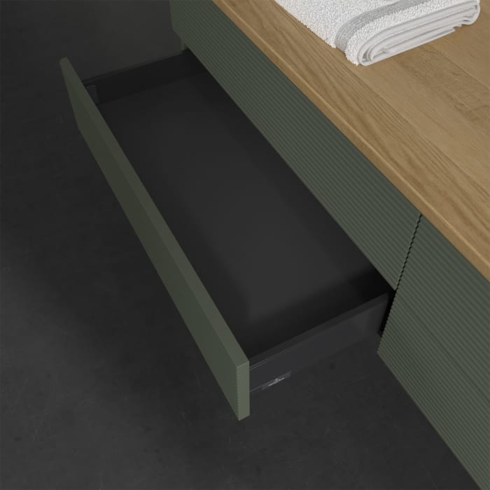 Villeroy & Boch Antao Waschbeckenunterschrank, 160 x 19 cm, 4 Auszüge, Fronten mit Struktur, ohne Hahnloch, für Waschtisch rechts