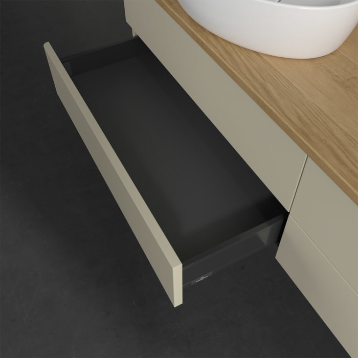 Villeroy & Boch Antao Waschbeckenunterschrank, 160 x 19 cm, 4 Auszüge, Fronten ohne Struktur, ohne Hahnloch, für Waschtisch links und rechts