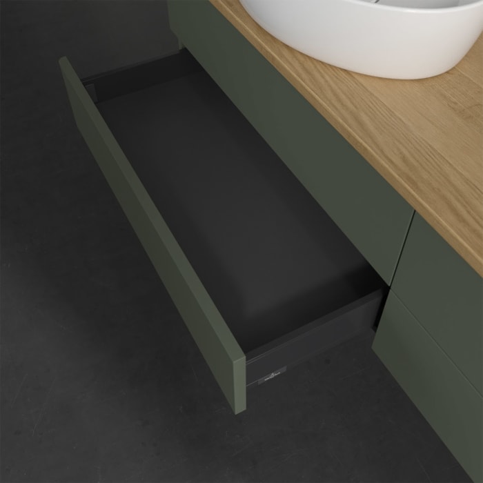 Villeroy & Boch Antao Waschbeckenunterschrank, 160 x 19 cm, 4 Auszüge, Fronten ohne Struktur, mit Hahnloch, für Waschtisch links und rechts