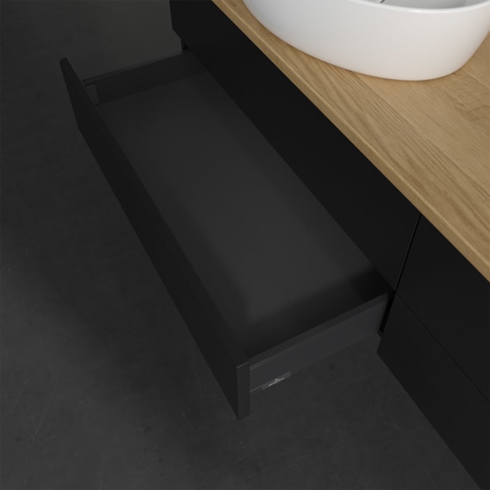 Villeroy & Boch Antao Waschbeckenunterschrank, 160 x 19 cm, 4 Auszüge, Fronten ohne Struktur, mit Hahnloch, für Waschtisch links und rechts