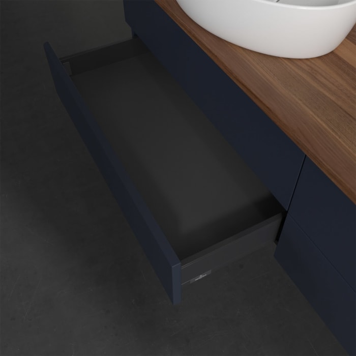 Villeroy & Boch Antao Waschbeckenunterschrank, 160 x 19 cm, 4 Auszüge, Fronten ohne Struktur, mit Hahnloch, für Waschtisch links und rechts