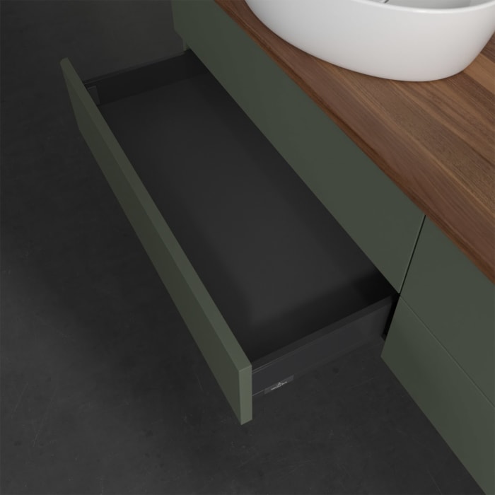 Villeroy & Boch Antao Waschbeckenunterschrank, 160 x 19 cm, 4 Auszüge, Fronten ohne Struktur, mit Hahnloch, für Waschtisch links und rechts