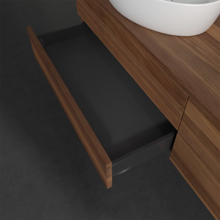 Villeroy & Boch Antao Waschbeckenunterschrank, 160 x 19 cm, 4 Auszüge, Fronten ohne Struktur, mit Hahnloch, für Waschtisch links und rechts