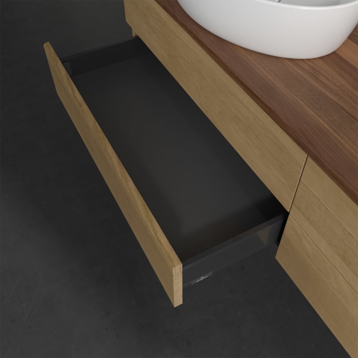 Villeroy & Boch Antao Waschbeckenunterschrank, 160 x 19 cm, 4 Auszüge, Fronten ohne Struktur, mit Hahnloch, für Waschtisch links und rechts