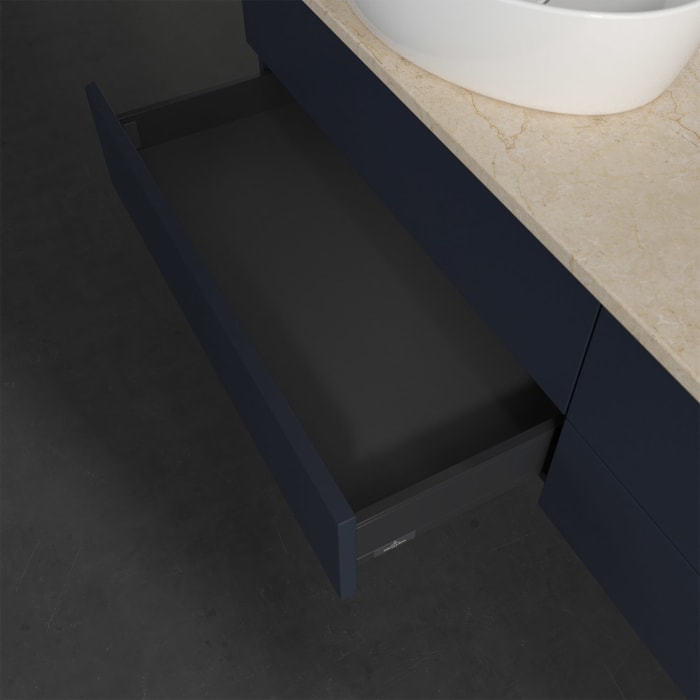 Villeroy & Boch Antao Waschbeckenunterschrank, 160 x 19 cm, 4 Auszüge, Fronten ohne Struktur, mit Hahnloch, für Waschtisch links und rechts