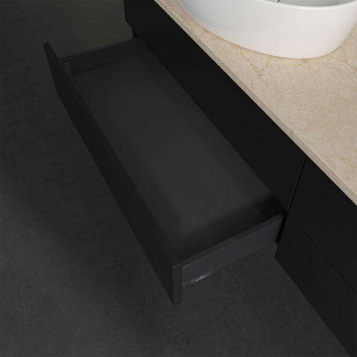 Villeroy & Boch Antao Waschbeckenunterschrank, 160 x 19 cm, 4 Auszüge, Fronten ohne Struktur, mit Hahnloch, für Waschtisch links und rechts