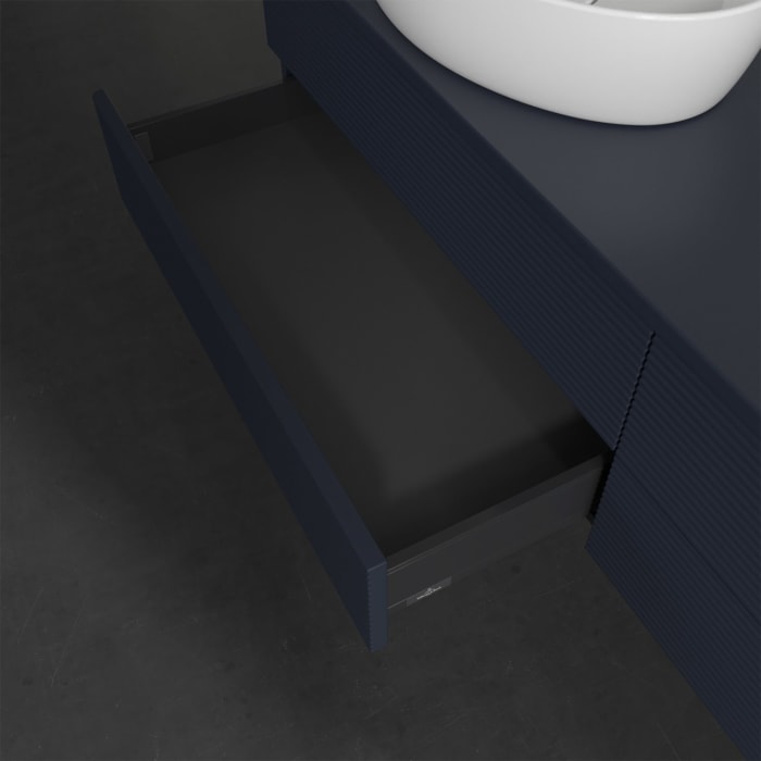 Villeroy & Boch Antao Waschbeckenunterschrank, 160 x 19 cm, 4 Auszüge, Fronten mit Struktur, ohne Hahnloch, für Waschtisch links und rechts