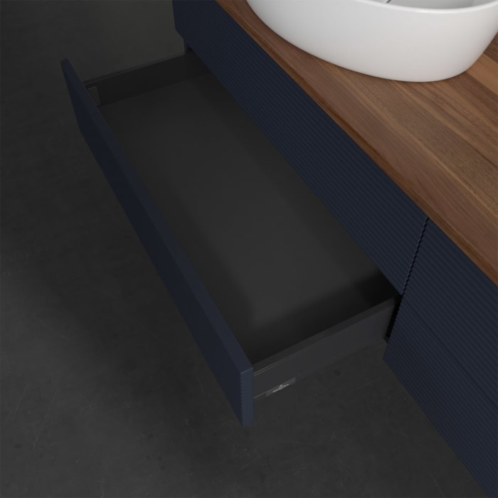 Villeroy & Boch Antao Waschbeckenunterschrank, 160 x 19 cm, 4 Auszüge, Fronten mit Struktur, ohne Hahnloch, für Waschtisch links und rechts