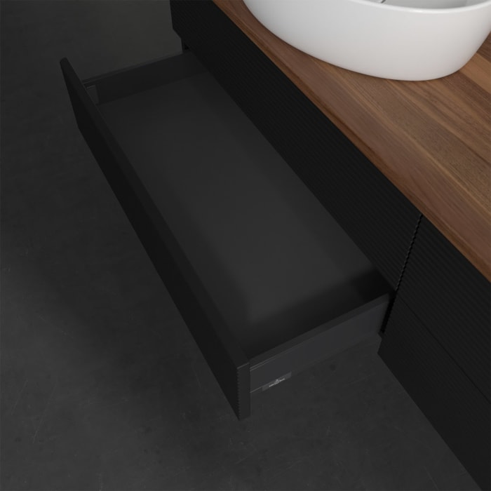 Villeroy & Boch Antao Waschbeckenunterschrank, 160 x 19 cm, 4 Auszüge, Fronten mit Struktur, ohne Hahnloch, für Waschtisch links und rechts