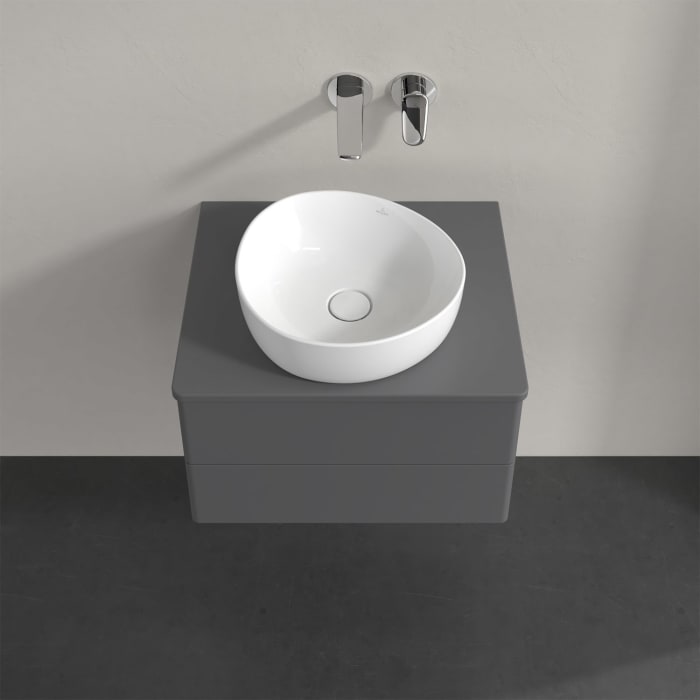 Villeroy & Boch Antao Waschbeckenunterschrank, 60 x 19 cm, 2 Auszüge, Fronten ohne Struktur, ohne Hahnloch