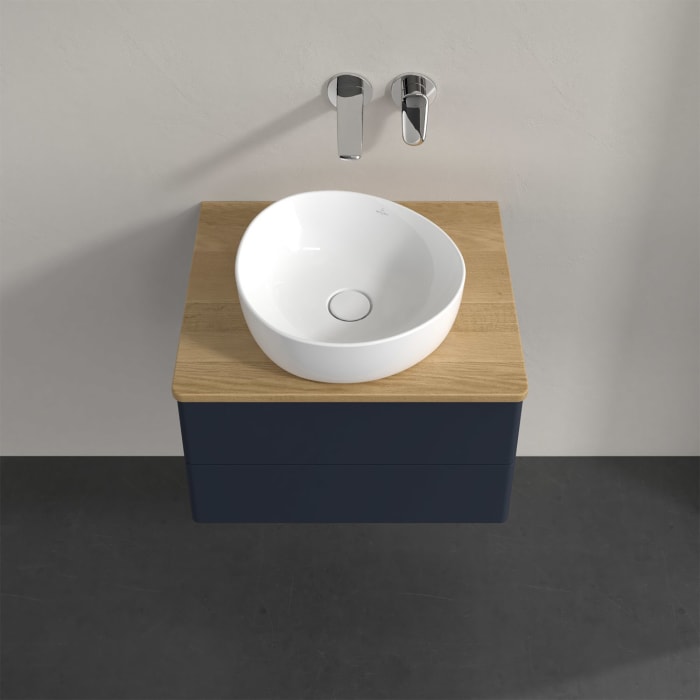 Villeroy & Boch Antao Waschbeckenunterschrank, 60 x 19 cm, 2 Auszüge, Fronten ohne Struktur, ohne Hahnloch