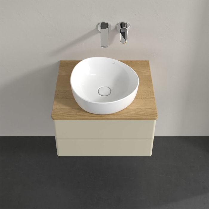 Villeroy & Boch Antao Waschbeckenunterschrank, 60 x 19 cm, 2 Auszüge, Fronten ohne Struktur, ohne Hahnloch