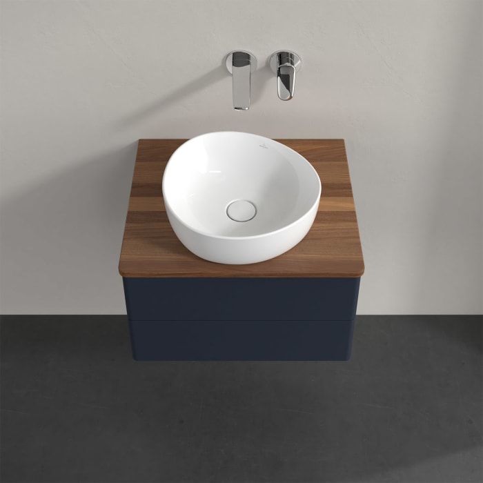 Villeroy & Boch Antao Waschbeckenunterschrank, 60 x 19 cm, 2 Auszüge, Fronten ohne Struktur, ohne Hahnloch