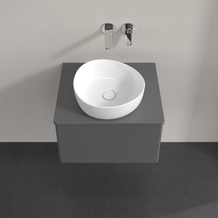 Villeroy & Boch Antao Waschbeckenunterschrank, 60 x 19 cm, 2 Auszüge, Fronten ohne Struktur, mit Hahnloch