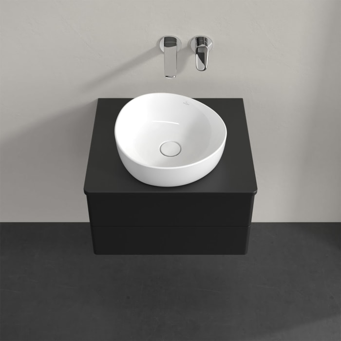 Villeroy & Boch Antao Waschbeckenunterschrank, 60 x 19 cm, 2 Auszüge, Fronten ohne Struktur, mit Hahnloch