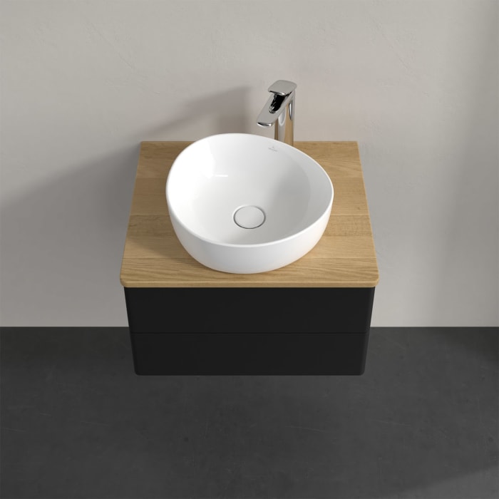 Villeroy & Boch Antao Waschbeckenunterschrank, 60 x 19 cm, 2 Auszüge, Fronten ohne Struktur, mit Hahnloch