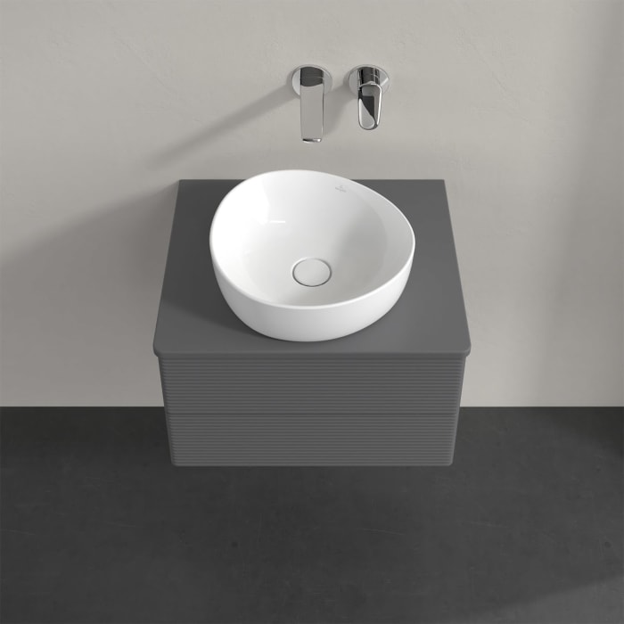 Villeroy & Boch Antao Waschbeckenunterschrank, 60 x 19 cm, 2 Auszüge, Fronten mit Struktur, ohne Hahnloch