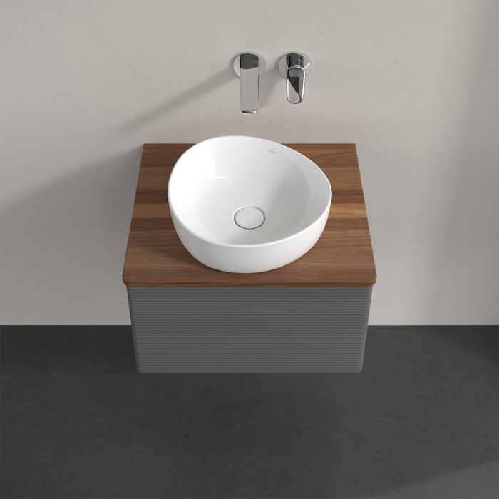 Villeroy & Boch Antao Waschbeckenunterschrank, 60 x 19 cm, 2 Auszüge, Fronten mit Struktur, ohne Hahnloch