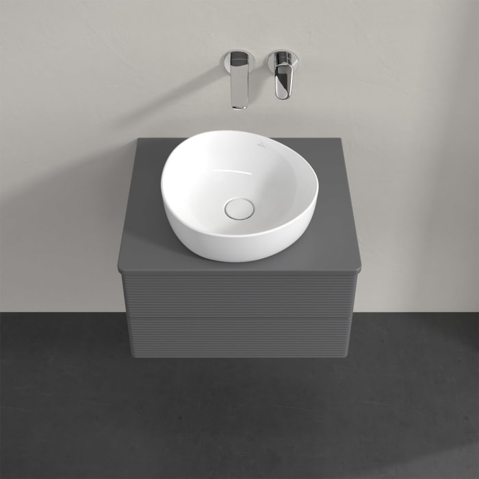 Villeroy & Boch Antao Waschbeckenunterschrank, 60 x 19 cm, 2 Auszüge, Fronten mit Struktur, mit Hahnloch