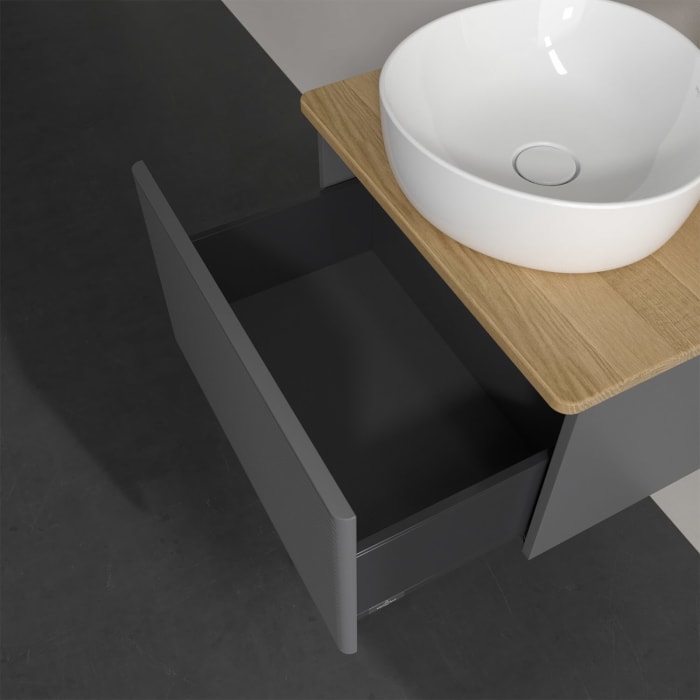 Villeroy & Boch Antao Waschbeckenunterschrank, 60 x 36 cm, 1 Auszug, Front mit Struktur, mit Hahnloch