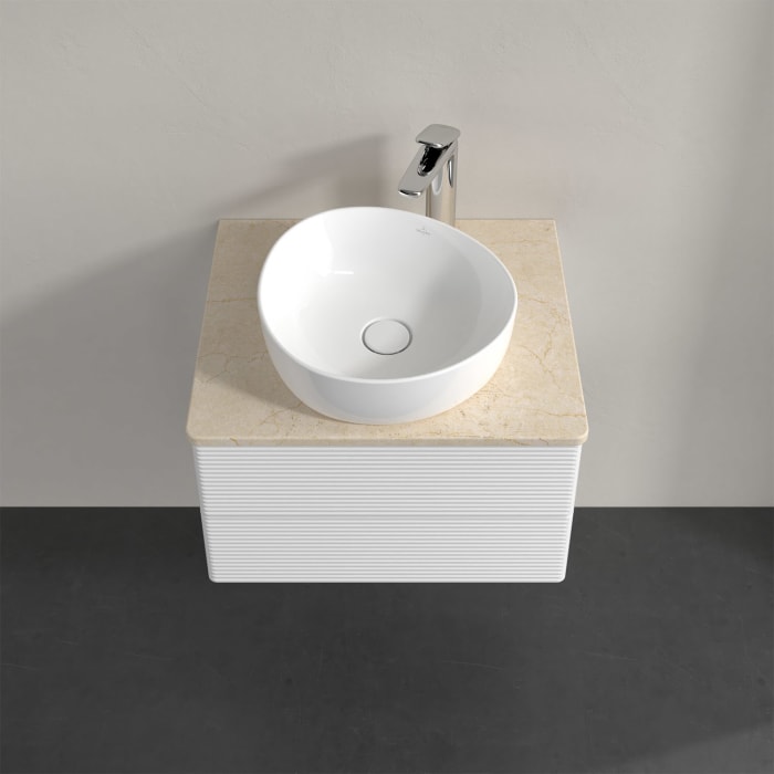 Villeroy & Boch Antao Waschbeckenunterschrank, 60 x 19 cm, 2 Auszüge, Fronten mit Struktur, mit Hahnloch