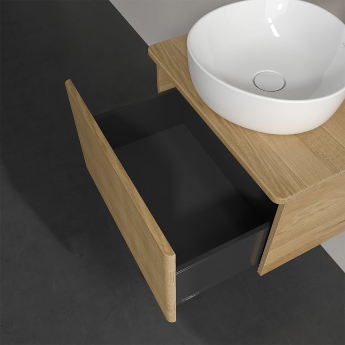 Villeroy & Boch Antao Waschbeckenunterschrank, 60 x 36 cm, 1 Auszug, Front mit Struktur, mit Hahnloch