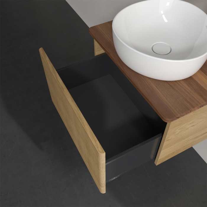 Villeroy & Boch Antao Waschbeckenunterschrank, 60 x 36 cm, 1 Auszug, Front mit Struktur, mit Hahnloch