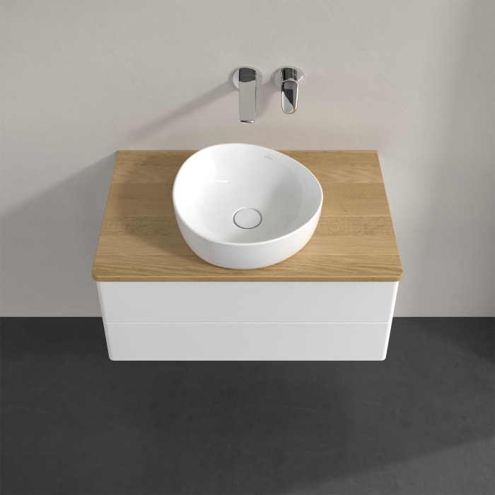 Villeroy & Boch Antao Waschbeckenunterschrank, 80 x 19 cm, 2 Auszüge, Fronten ohne Struktur, ohne Hahnloch