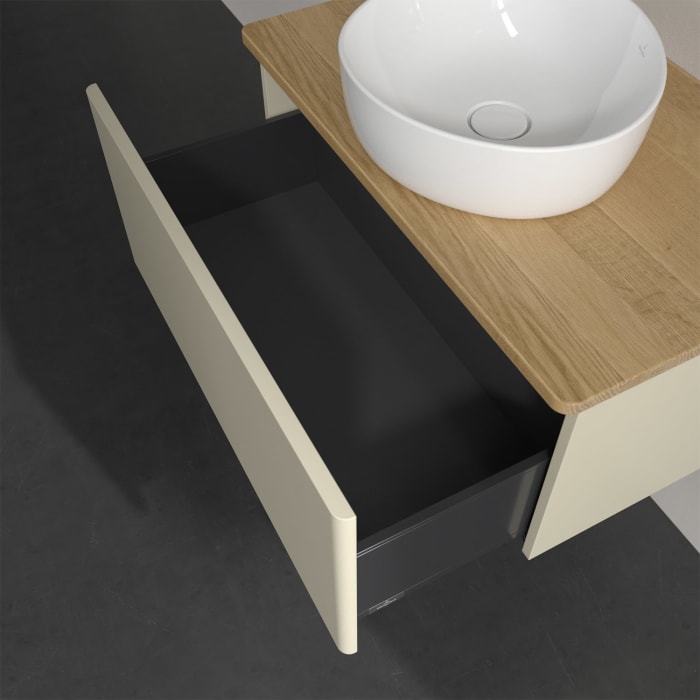 Villeroy & Boch Antao Waschbeckenunterschrank, 80 x 36 cm, 1 Auszug, Front ohne Struktur, ohne Hahnloch