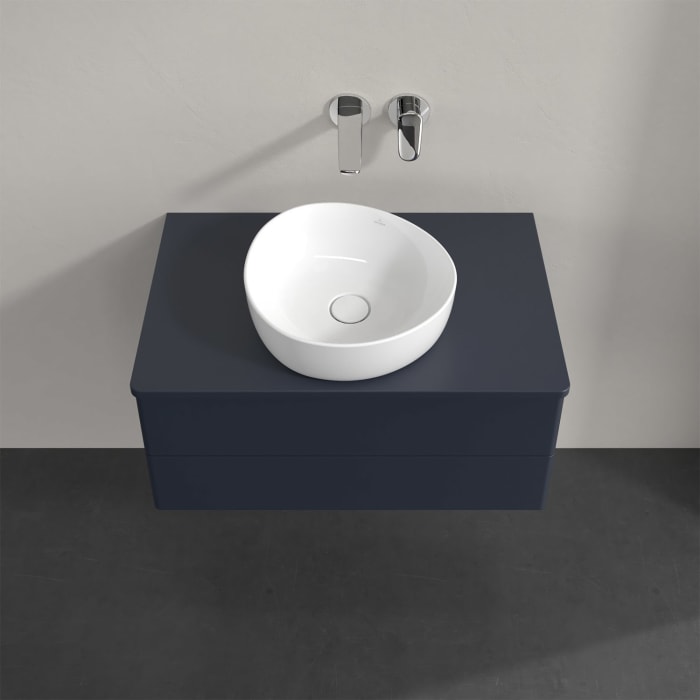 Villeroy & Boch Antao Waschbeckenunterschrank, 80 x 19 cm, 2 Auszüge, Fronten ohne Struktur, mit Hahnloch