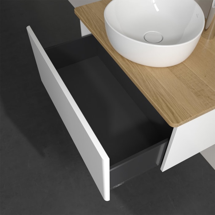 Villeroy & Boch Antao Waschbeckenunterschrank, 80 x 36 cm, 1 Auszug, Front ohne Struktur, mit Hahnloch