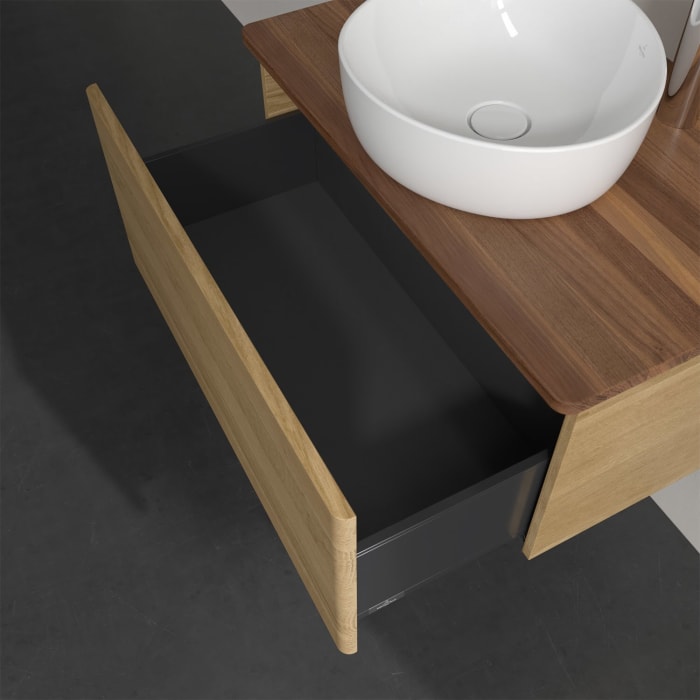 Villeroy & Boch Antao Waschbeckenunterschrank, 80 x 36 cm, 1 Auszug, Front ohne Struktur, mit Hahnloch