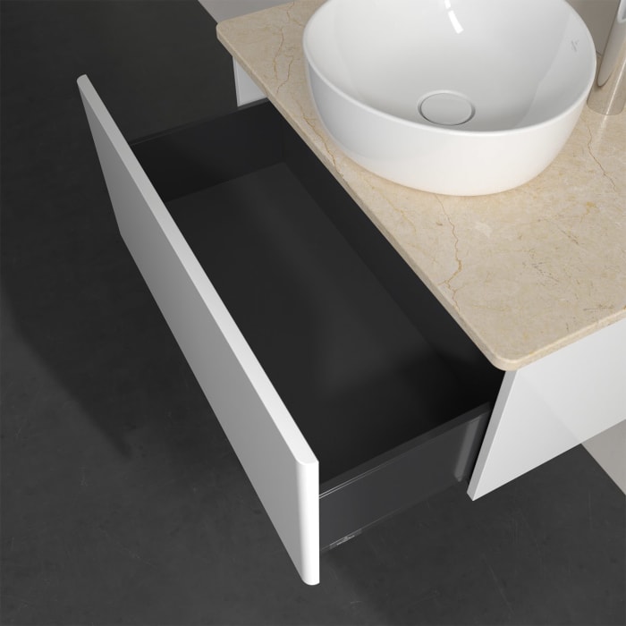 Villeroy & Boch Antao Waschbeckenunterschrank, 80 x 36 cm, 1 Auszug, Front ohne Struktur, mit Hahnloch