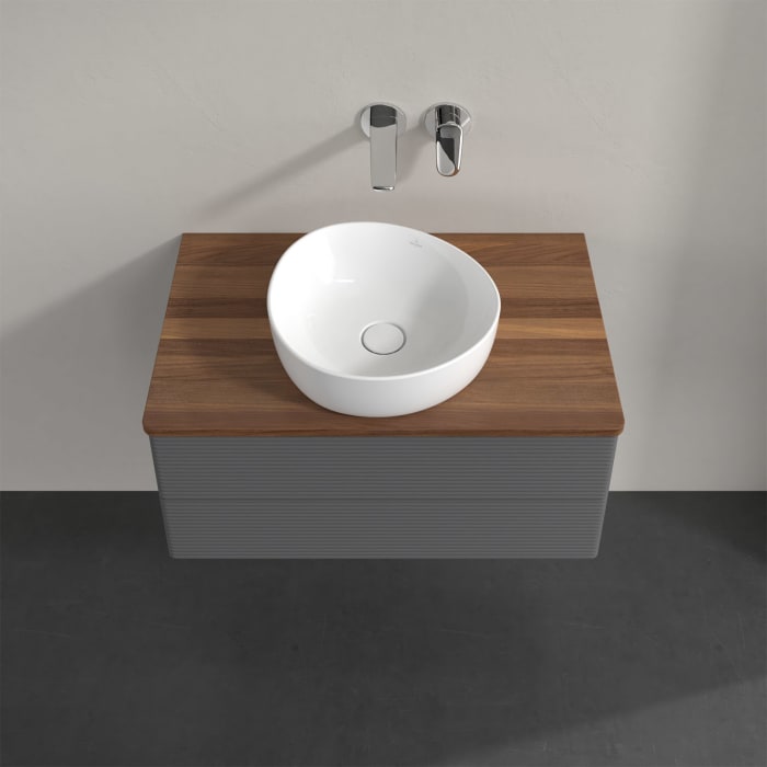 Villeroy & Boch Antao Waschbeckenunterschrank, 80 x 19 cm, 2 Auszüge, Fronten mit Struktur, ohne Hahnloch