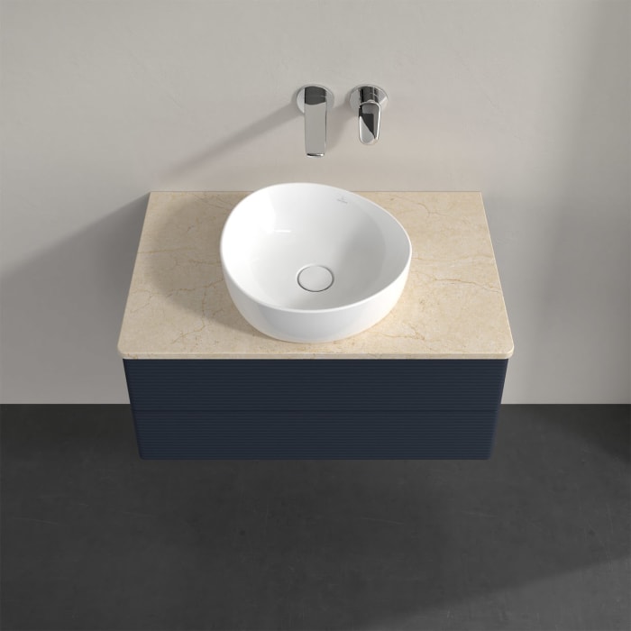 Villeroy & Boch Antao Waschbeckenunterschrank, 80 x 19 cm, 2 Auszüge, Fronten mit Struktur, ohne Hahnloch