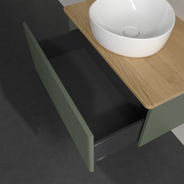 Villeroy & Boch Antao Waschbeckenunterschrank, 80 x 36 cm, 1 Auszug, Front mit Struktur, ohne Hahnloch