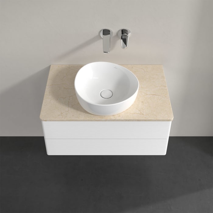 Villeroy & Boch Antao Waschbeckenunterschrank, 80 x 19 cm, 2 Auszüge, Fronten mit Struktur, ohne Hahnloch