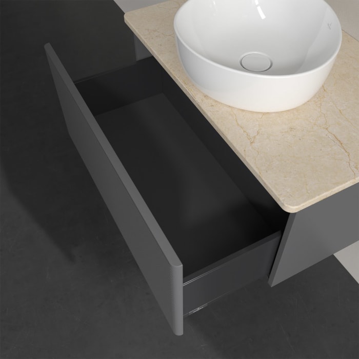 Villeroy & Boch Antao Waschbeckenunterschrank, 80 x 36 cm, 1 Auszug, Front mit Struktur, ohne Hahnloch