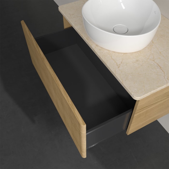 Villeroy & Boch Antao Waschbeckenunterschrank, 80 x 36 cm, 1 Auszug, Front mit Struktur, ohne Hahnloch