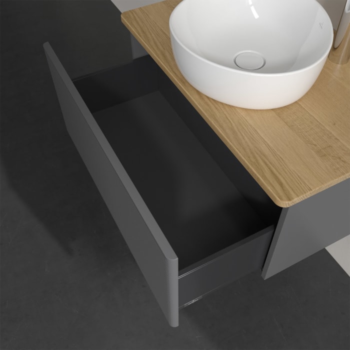 Villeroy & Boch Antao Waschbeckenunterschrank, 80 x 36 cm, 1 Auszug, Front mit Struktur, mit Hahnloch