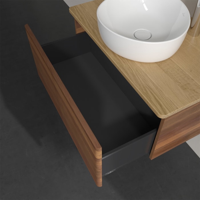 Villeroy & Boch Antao Waschbeckenunterschrank, 80 x 36 cm, 1 Auszug, Front mit Struktur, mit Hahnloch