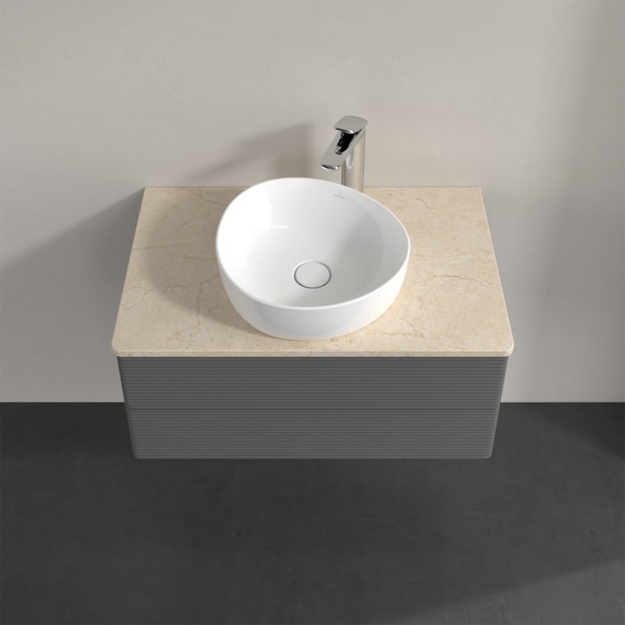 Villeroy & Boch Antao Waschbeckenunterschrank, 80 x 19 cm, 2 Auszüge, Fronten mit Struktur, mit Hahnloch