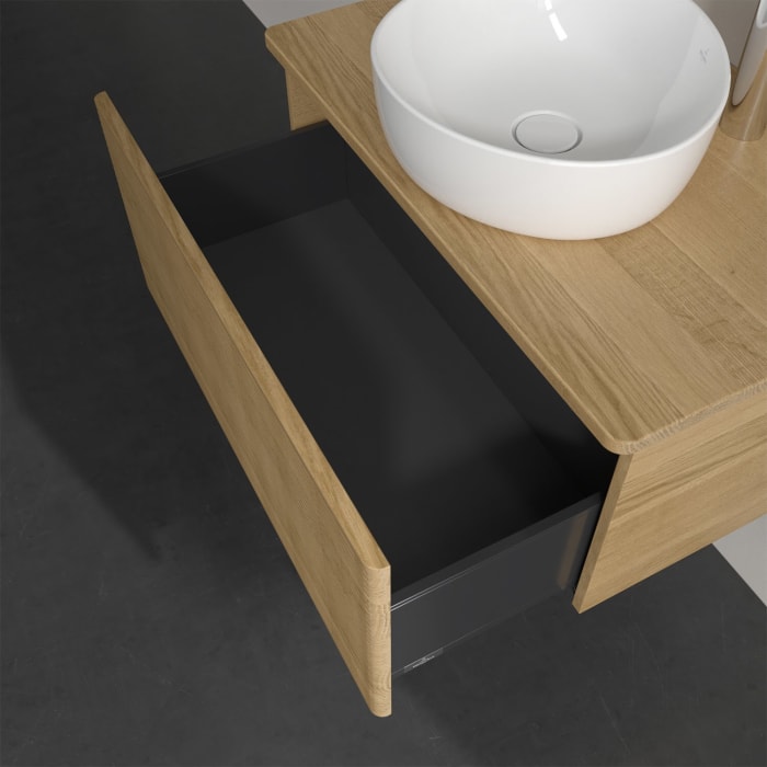 Villeroy & Boch Antao Waschbeckenunterschrank, 80 x 36 cm, 1 Auszug, Front mit Struktur, mit Hahnloch