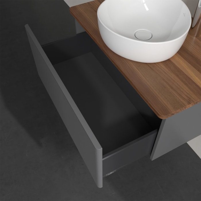 Villeroy & Boch Antao Waschbeckenunterschrank, 80 x 36 cm, 1 Auszug, Front mit Struktur, mit Hahnloch