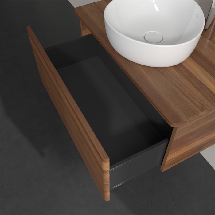 Villeroy & Boch Antao Waschbeckenunterschrank, 80 x 36 cm, 1 Auszug, Front mit Struktur, mit Hahnloch