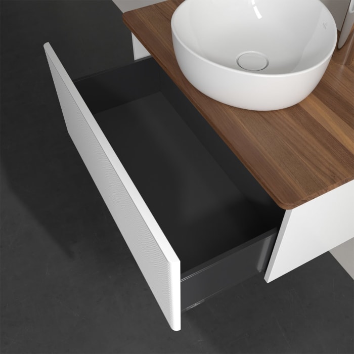 Villeroy & Boch Antao Waschbeckenunterschrank, 80 x 36 cm, 1 Auszug, Front mit Struktur, mit Hahnloch