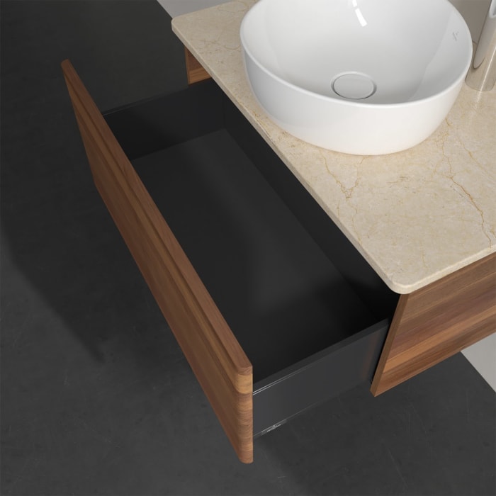 Villeroy & Boch Antao Waschbeckenunterschrank, 80 x 36 cm, 1 Auszug, Front mit Struktur, mit Hahnloch