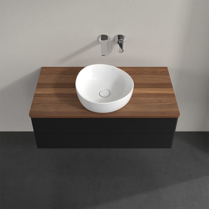 Villeroy & Boch Antao Waschbeckenunterschrank, 100 x 19 cm, 2 Auszüge, Fronten ohne Struktur, ohne Hahnloch