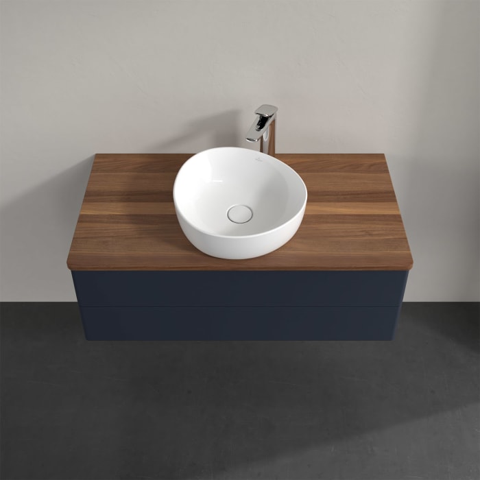 Villeroy & Boch Antao Waschbeckenunterschrank, 100 x 19 cm, 2 Auszüge, Fronten ohne Struktur, mit Hahnloch