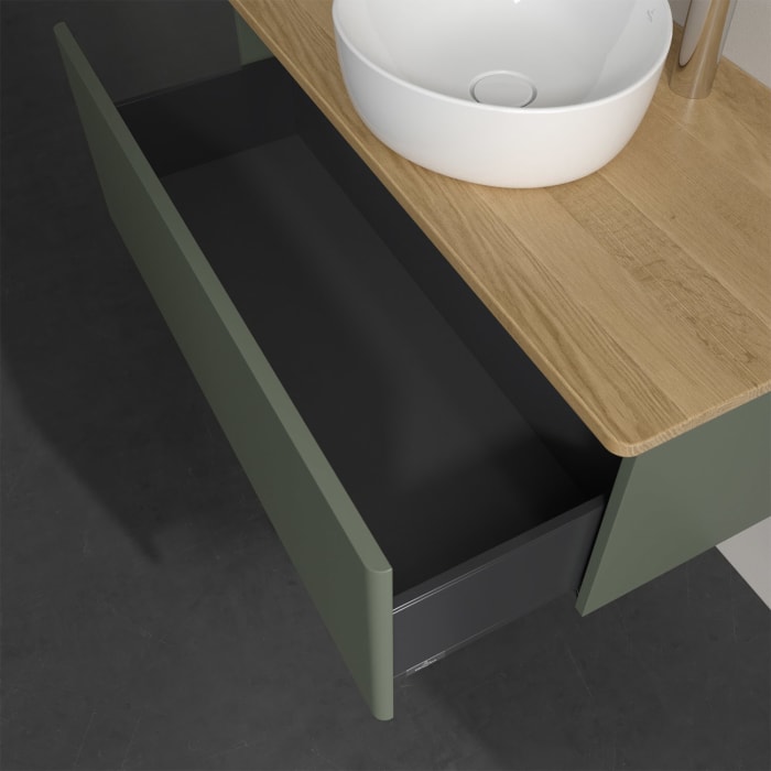 Villeroy & Boch Antao Waschbeckenunterschrank, 100 x 36 cm, 1 Auszug, Front ohne Struktur, mit Hahnloch